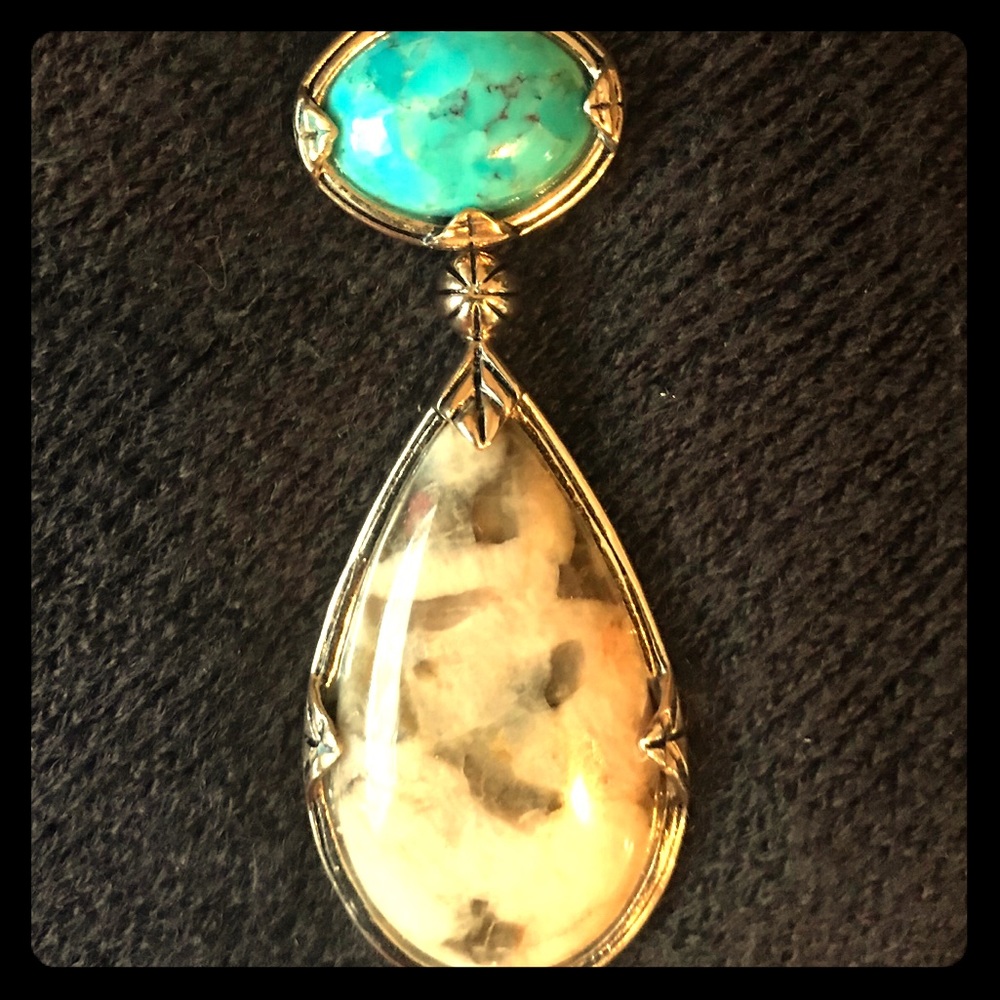 Barse bronze turquoise and jasper pendant